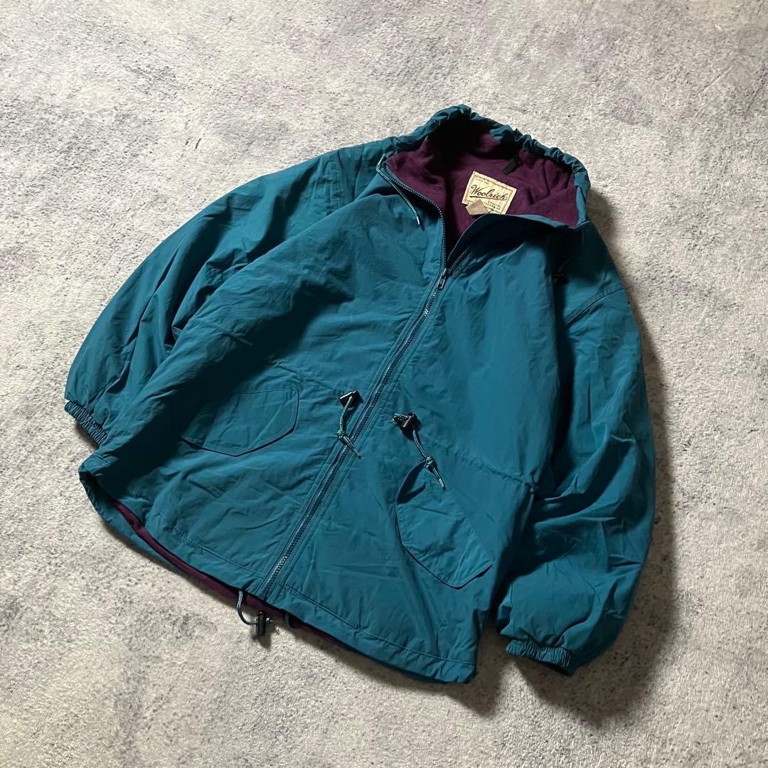 90sWoolrichフリースライナーナイロンジャケットターコイズブルー青緑