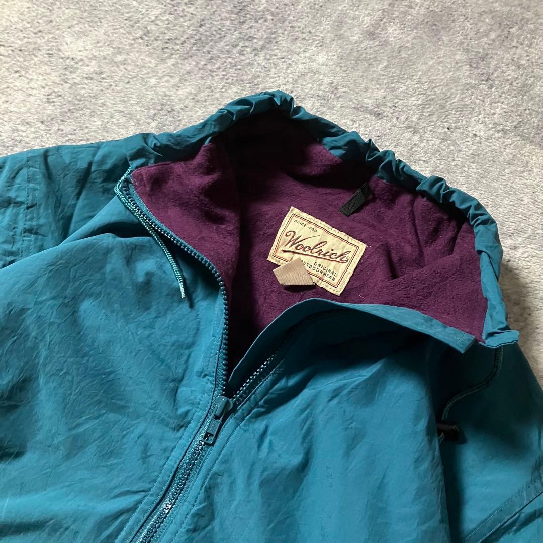 90sWoolrichフリースライナーナイロンジャケットターコイズブルー青緑