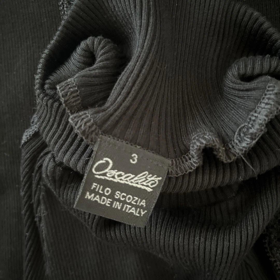 オスカリートOSCALITO コットンニット　長袖ハイネックリブタートル　レース
