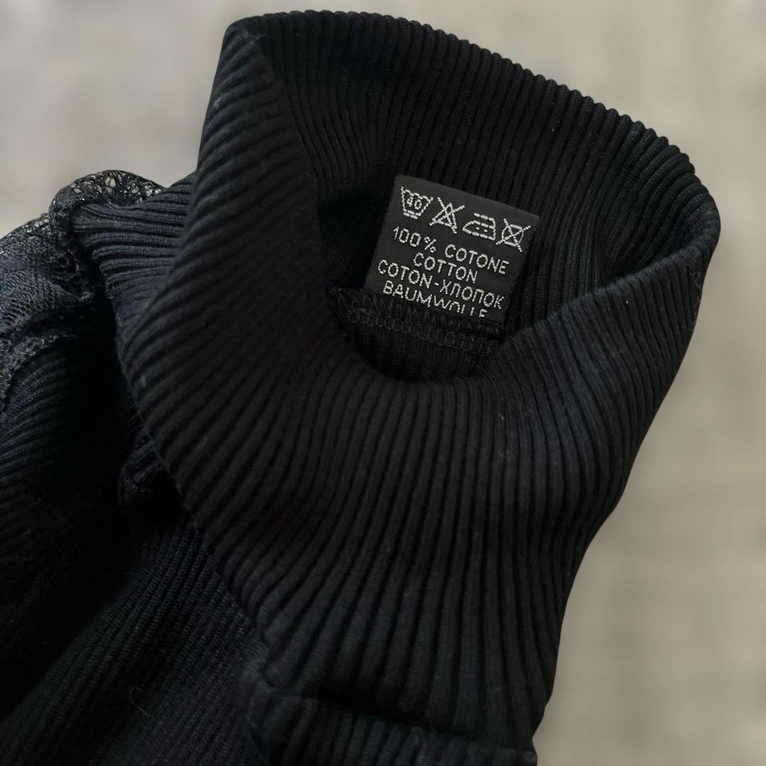 オスカリートOSCALITO コットンニット　長袖ハイネックリブタートル　レース