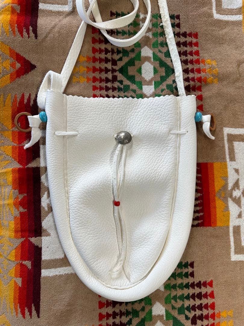 鹿革巾着ポーチ