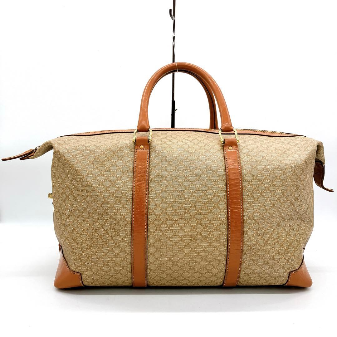 【CELINE】ボストンバッグ　マカダム柄　ゴールド金具　PVC ブラウン.