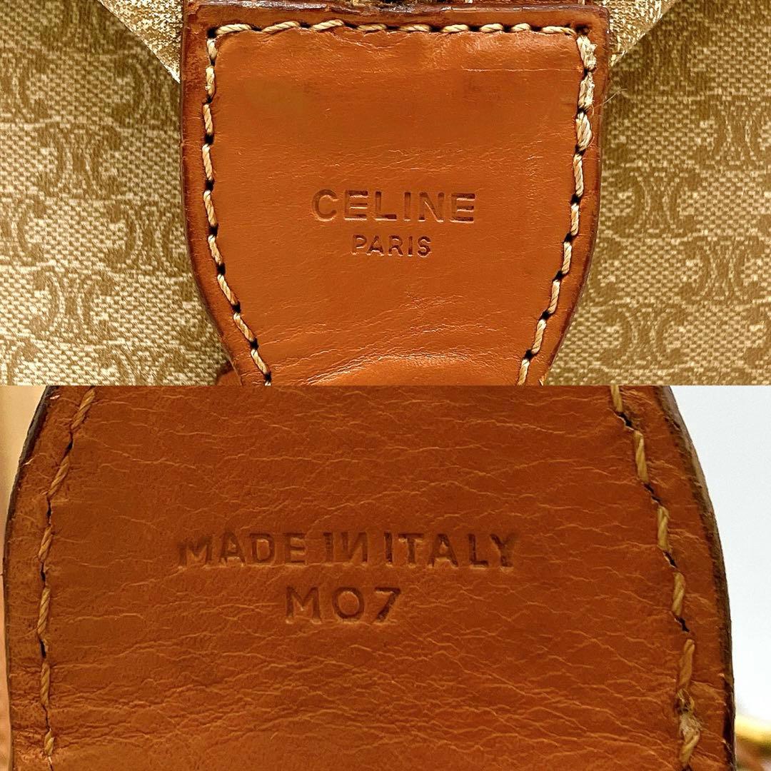 【CELINE】ボストンバッグ　マカダム柄　ゴールド金具　PVC ブラウン.