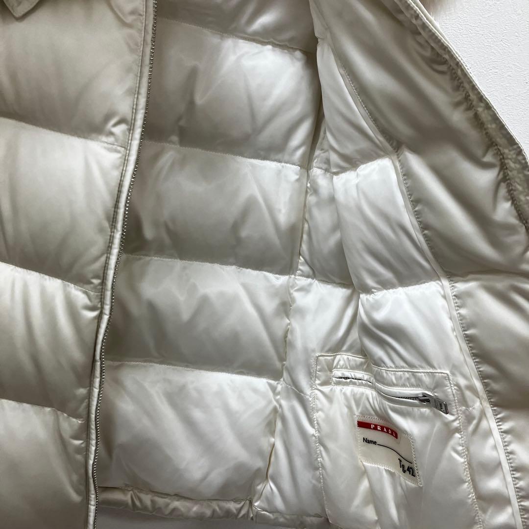 PRADA プラダ ダウンジャケット アイボリー ホワイト系 フォックスファー付