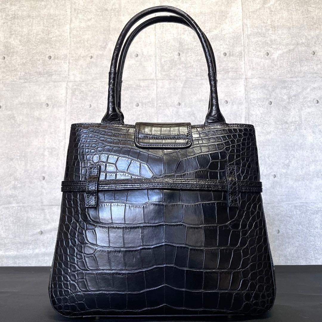 専用品BEAUGRAND クロコダイル JRA認定 ブラック トートバッグ