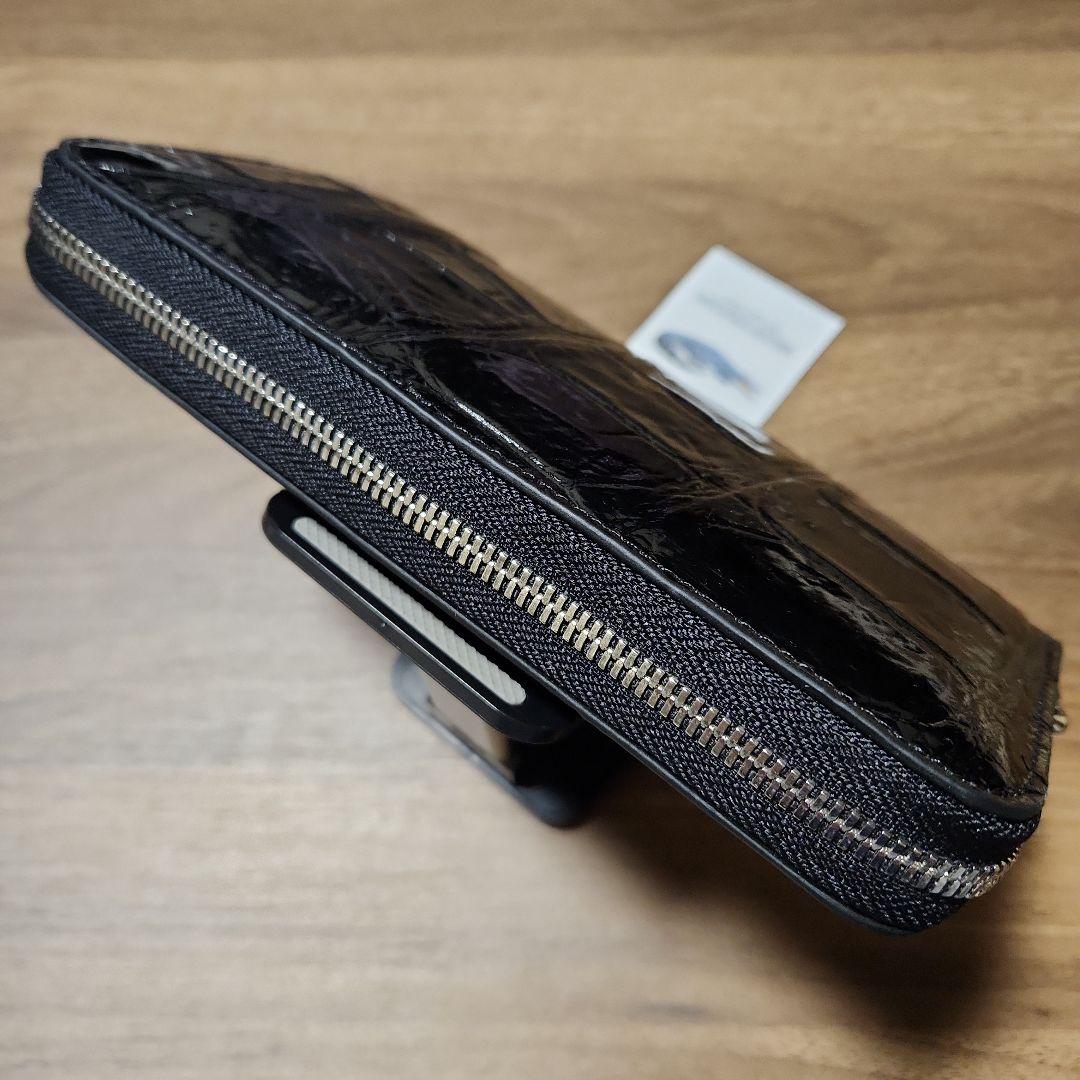 ☆ 実物撮影 ☆ オールドブラック クロコダイル 長財布 ラウンドファスナー