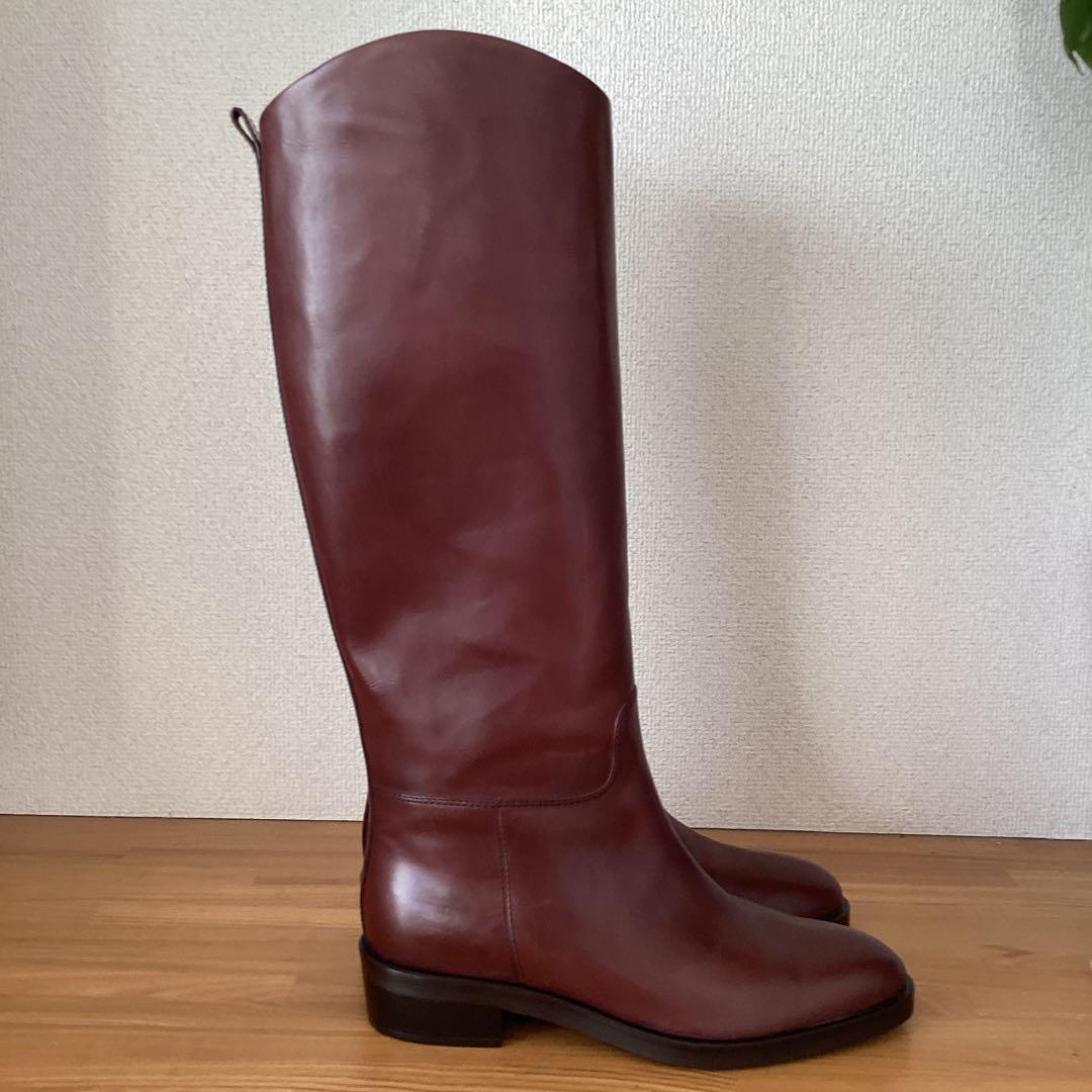 本革 ロングブーツ ジョッキー サイズ39 ジッパー付きの希少なブーツ