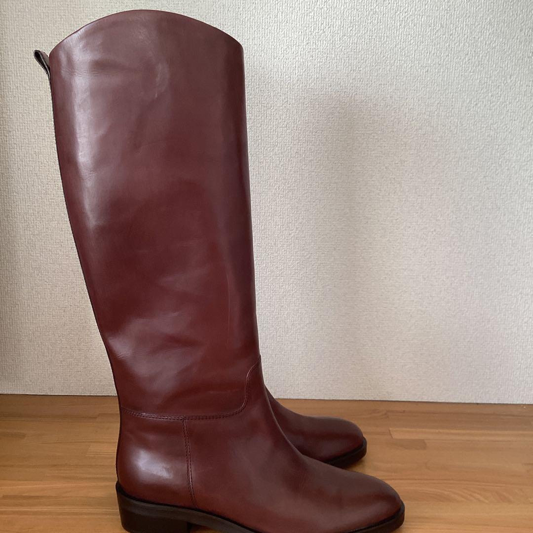 本革 ロングブーツ ジョッキー サイズ39 ジッパー付きの希少なブーツ
