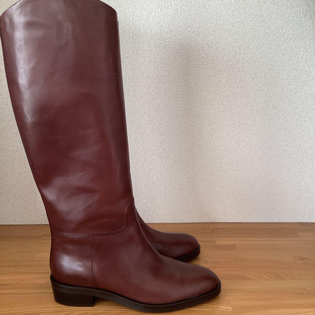 本革 ロングブーツ ジョッキー サイズ39 ジッパー付きの希少なブーツ