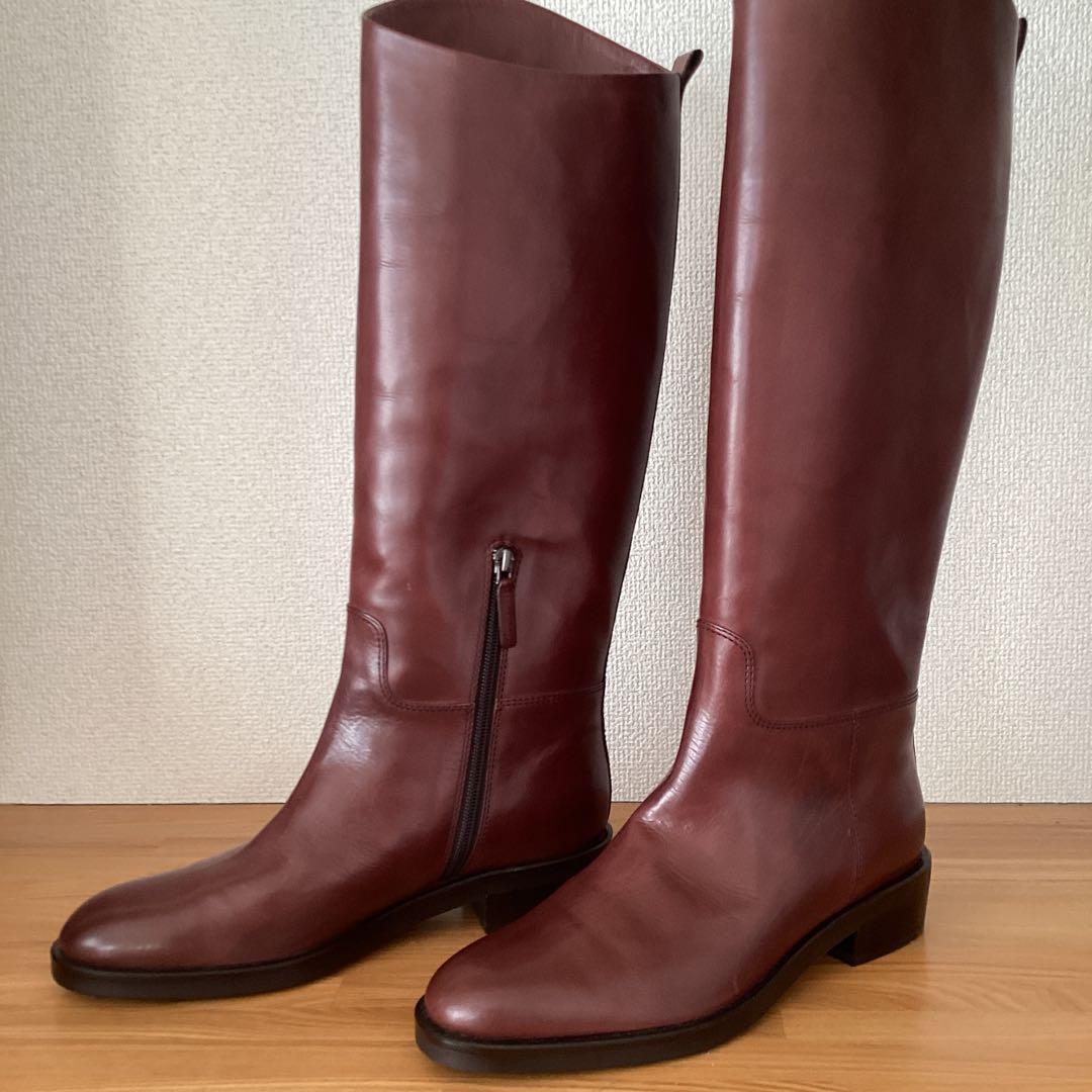 本革 ロングブーツ ジョッキー サイズ39 ジッパー付きの希少なブーツ