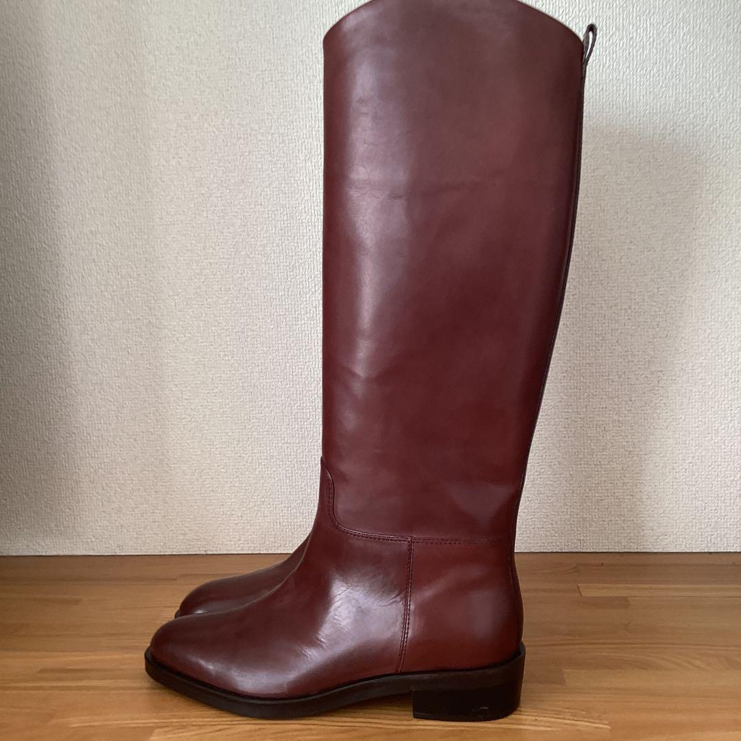 本革 ロングブーツ ジョッキー サイズ39 ジッパー付きの希少なブーツ