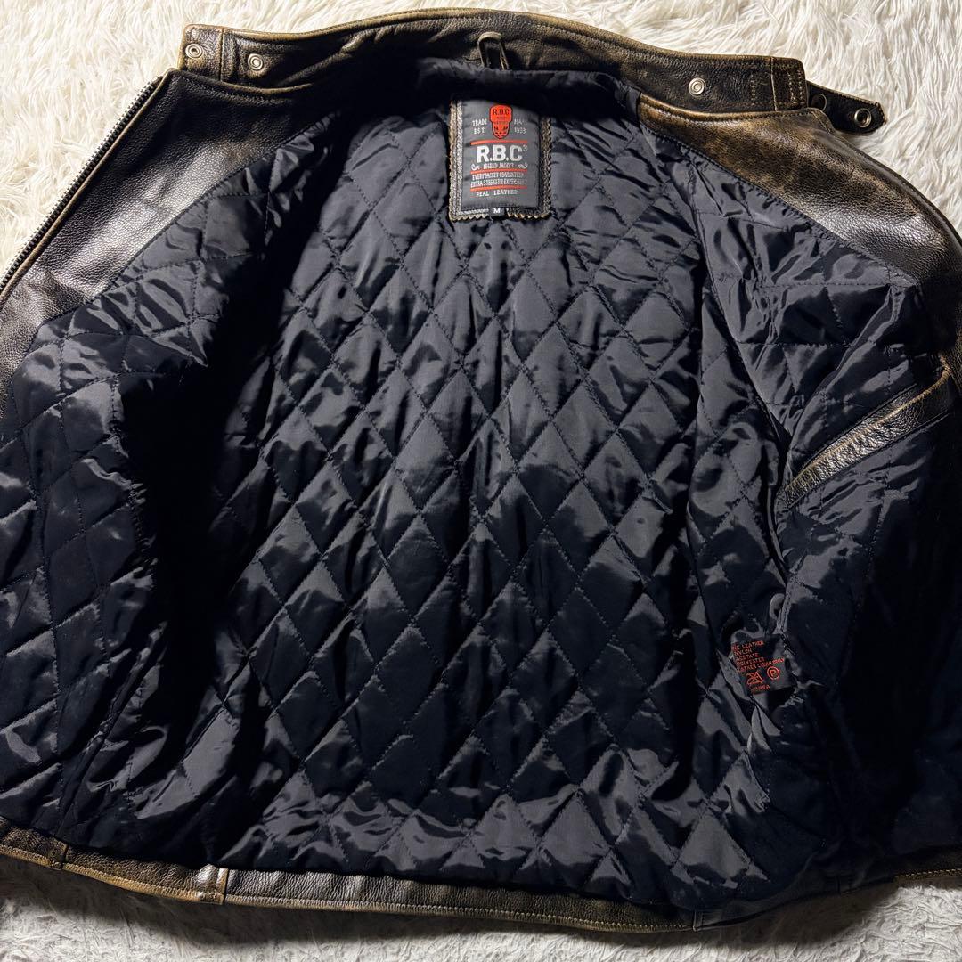 【雰囲気抜群】R.B.C ライダースジャケット　本革　ブラック　M