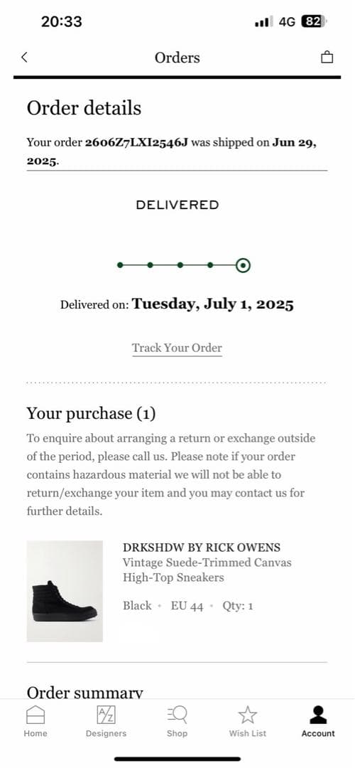 Rick Owens DRKSHDW ハイカットスニーカー