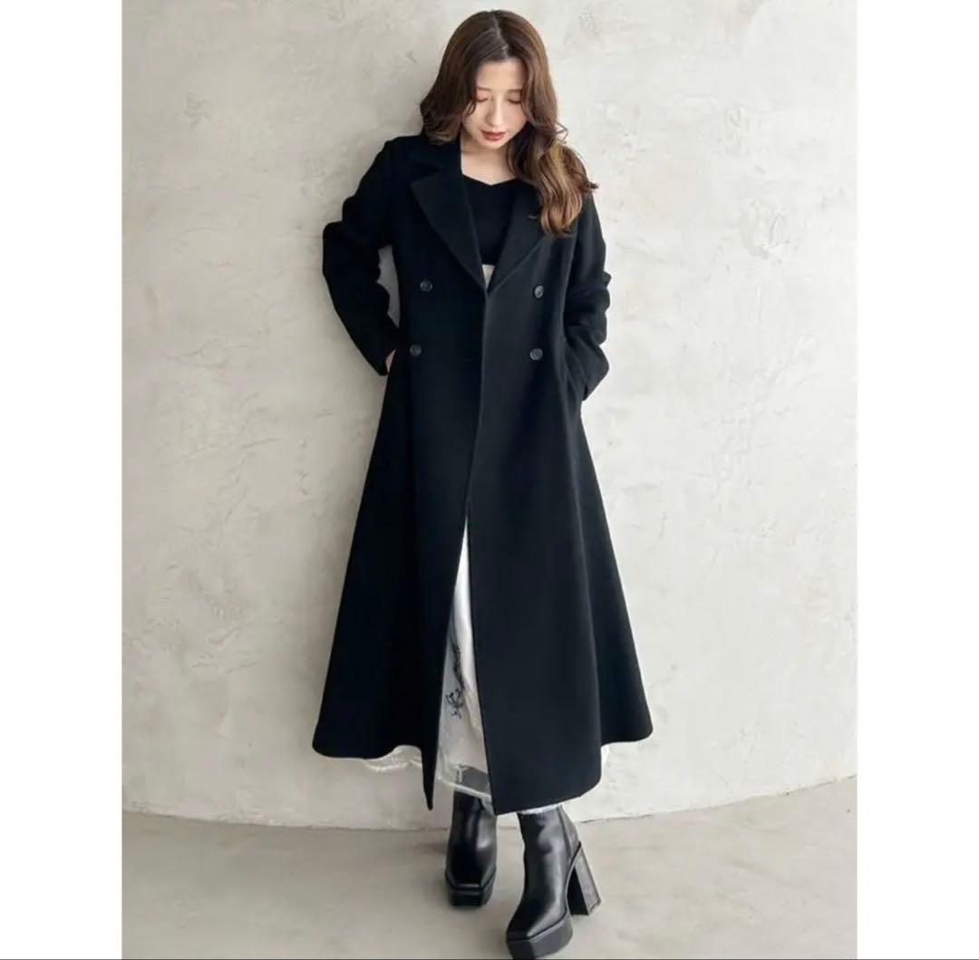 MERCURYDUO フィットアンドフレアコート S ブラック