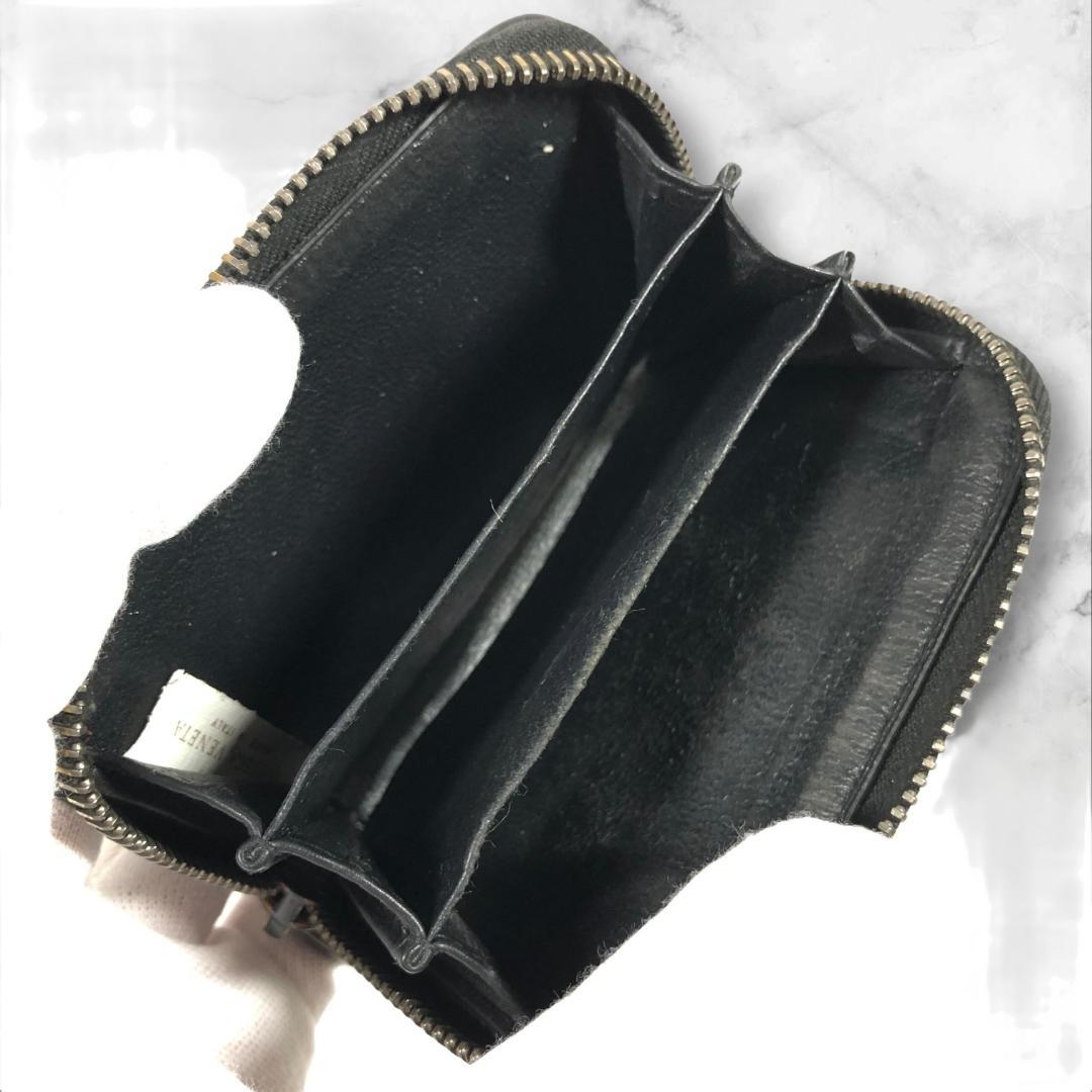 ボッテガヴェネタ ケース イントレチャート 黒 ラウンドファスナー 伊製