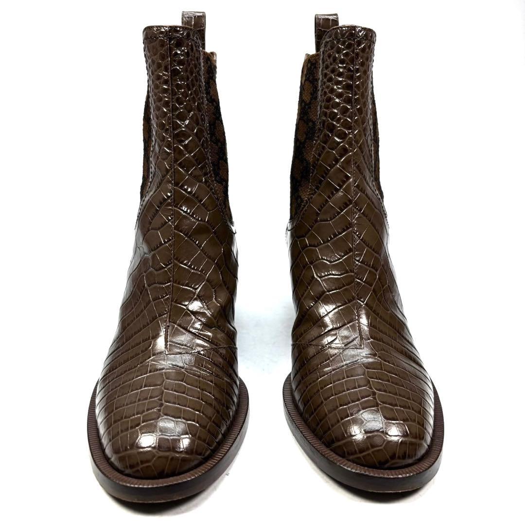 FENDI フェンディ　サイドゴアブーツ　クロコ型押し