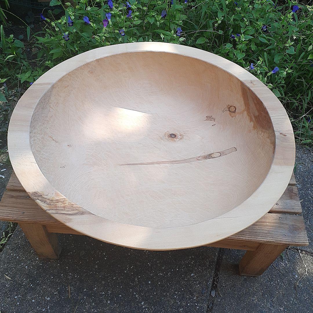 大きなこね鉢　くり貫き　天然木　外径50cm　重さ３kg