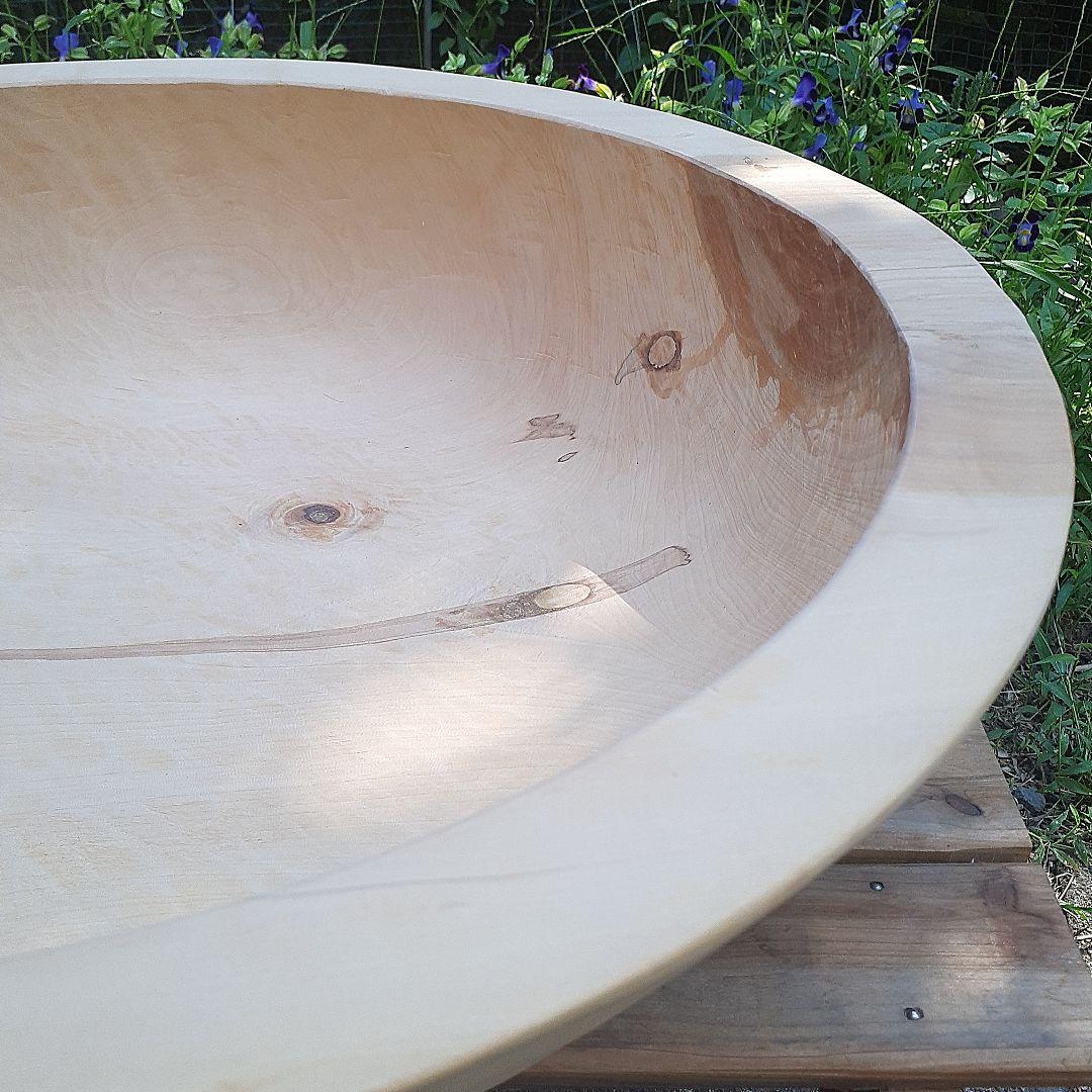 大きなこね鉢　くり貫き　天然木　外径50cm　重さ３kg