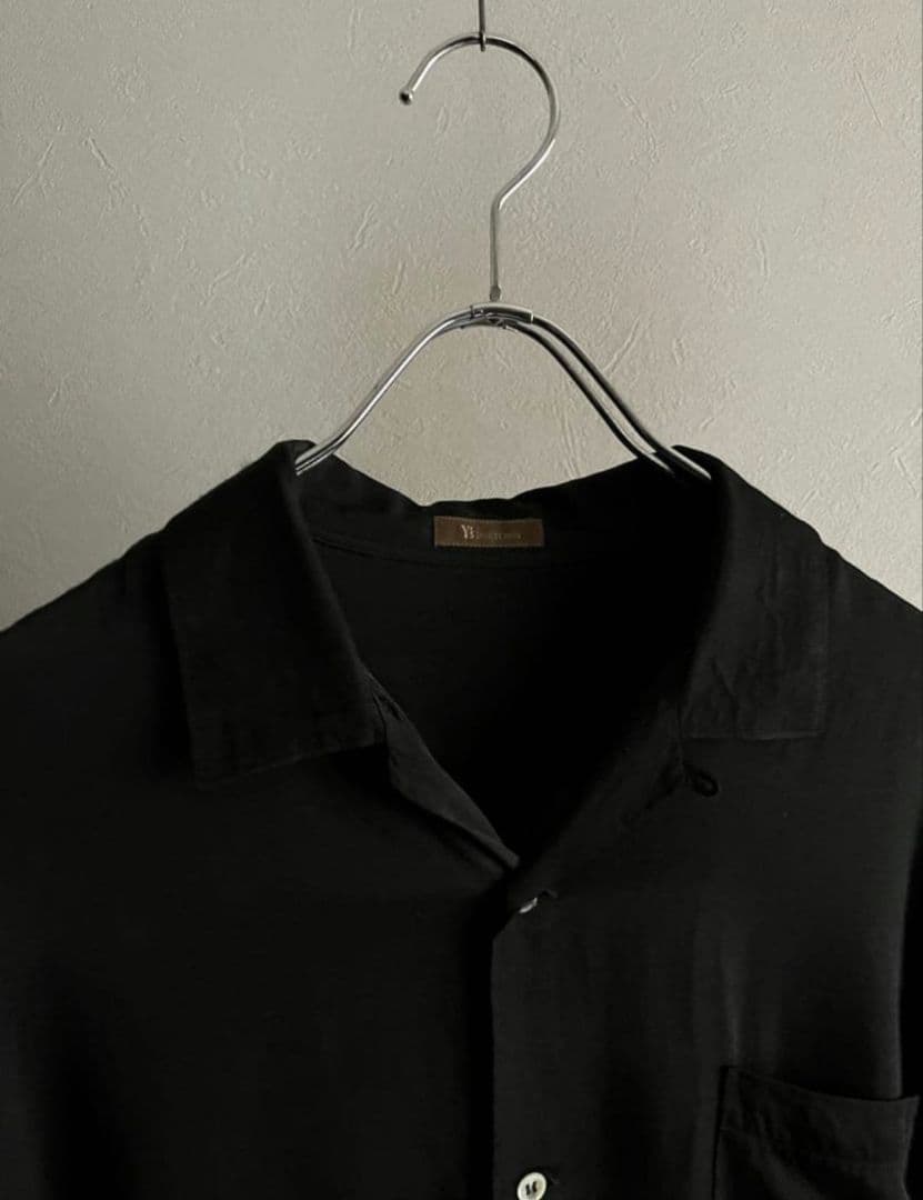 【極上ドレープ】Y's for men レーヨンシルク 開襟シャツ 黒