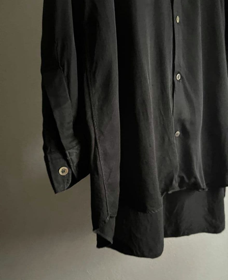 【極上ドレープ】Y's for men レーヨンシルク 開襟シャツ 黒