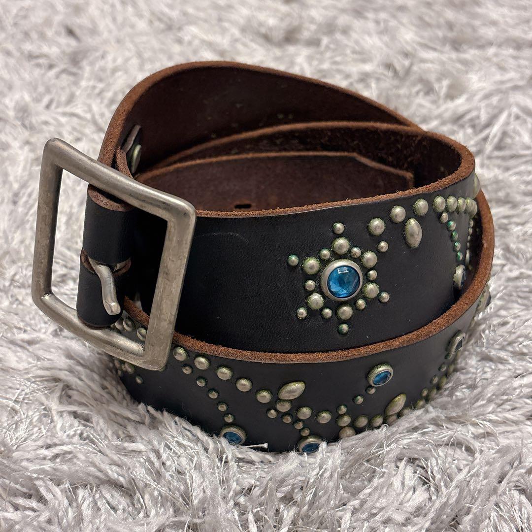 HTC(フラワー ブルーストーン シルバースタッズベルト)