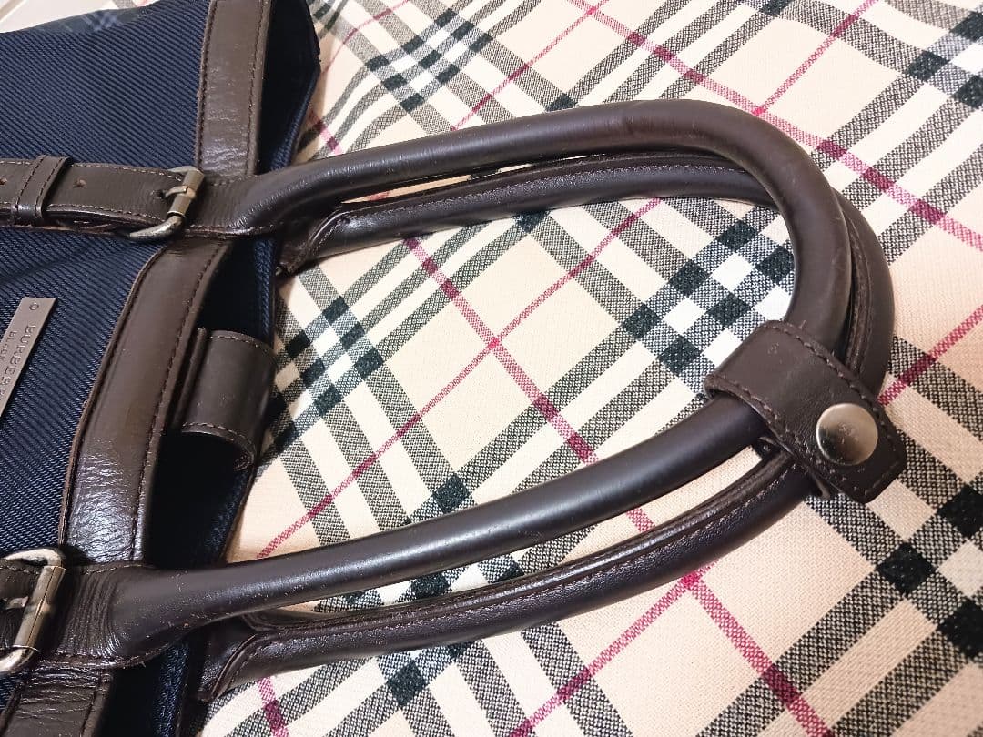 BURBERRY バーバリーブラックレーベル◆トートバッグ◆ノバチェック◆レザー