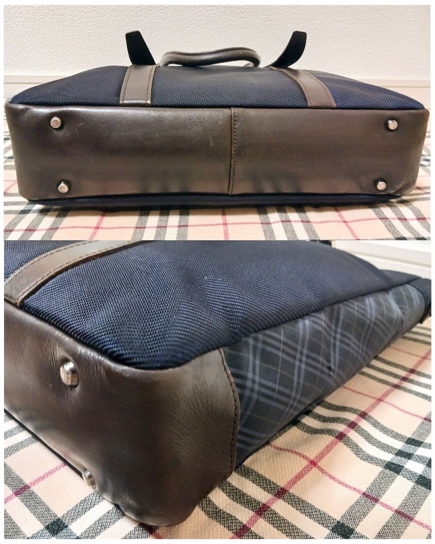 BURBERRY バーバリーブラックレーベル◆トートバッグ◆ノバチェック◆レザー