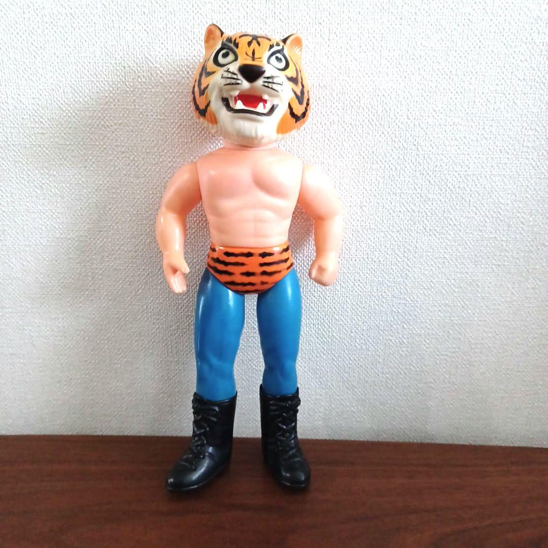 当時物 中嶋製作所 面取れマスクとマント付 希少タイガーマスク ソフビフィギュア