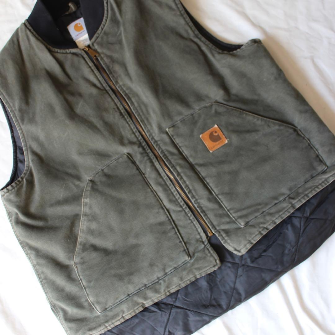 usa製 雰囲気系 Carhartt ダックベスト MOS モスグリーン XL