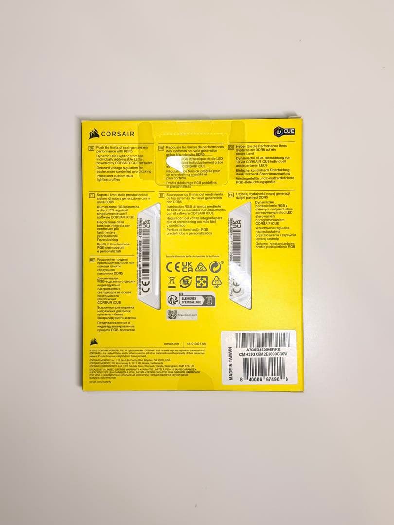 CORSAIR VENGEANCE RGB DDR5-6000MHz 32GB白