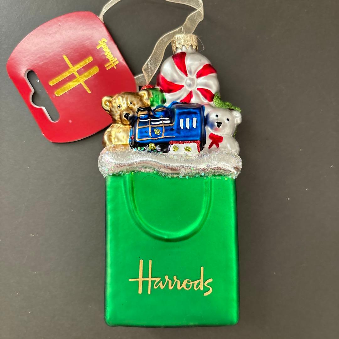 【メルカリ便】 Harrods ハロッズ　ガラスオーナメント4個セット