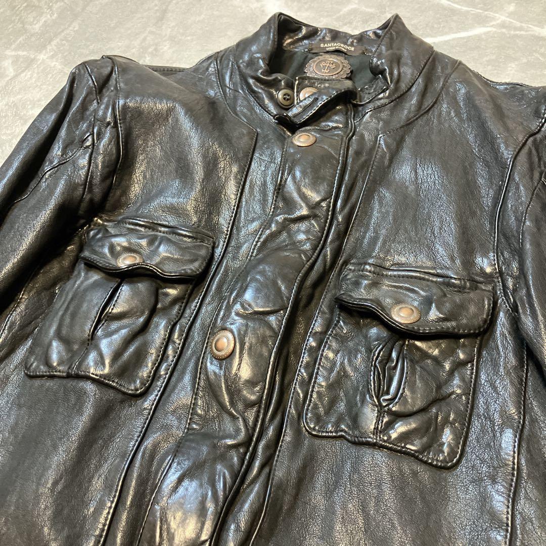 【希少】SANTACROCE バッファローレザー レザージャケット Sサイズ