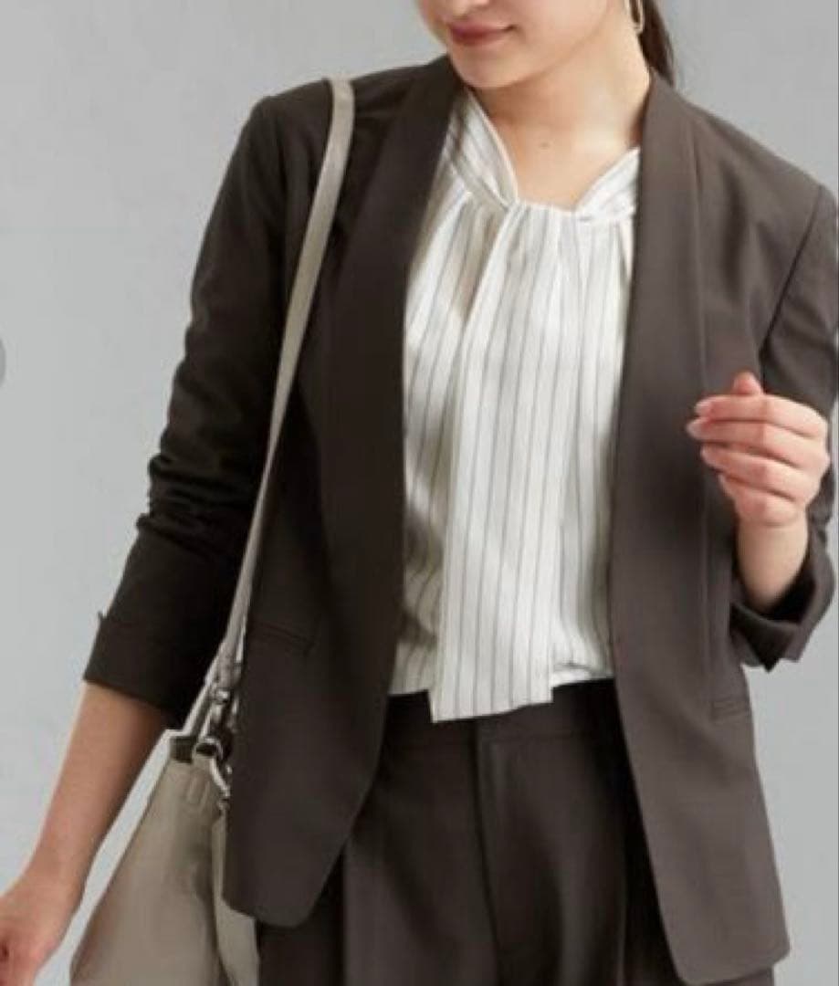 美品☆ green label relaxingパンツスーツ ノーカラー手洗い可