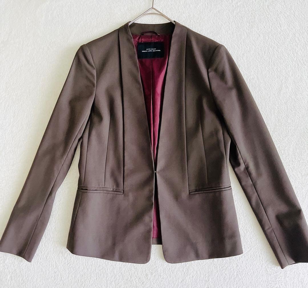 美品☆ green label relaxingパンツスーツ ノーカラー手洗い可