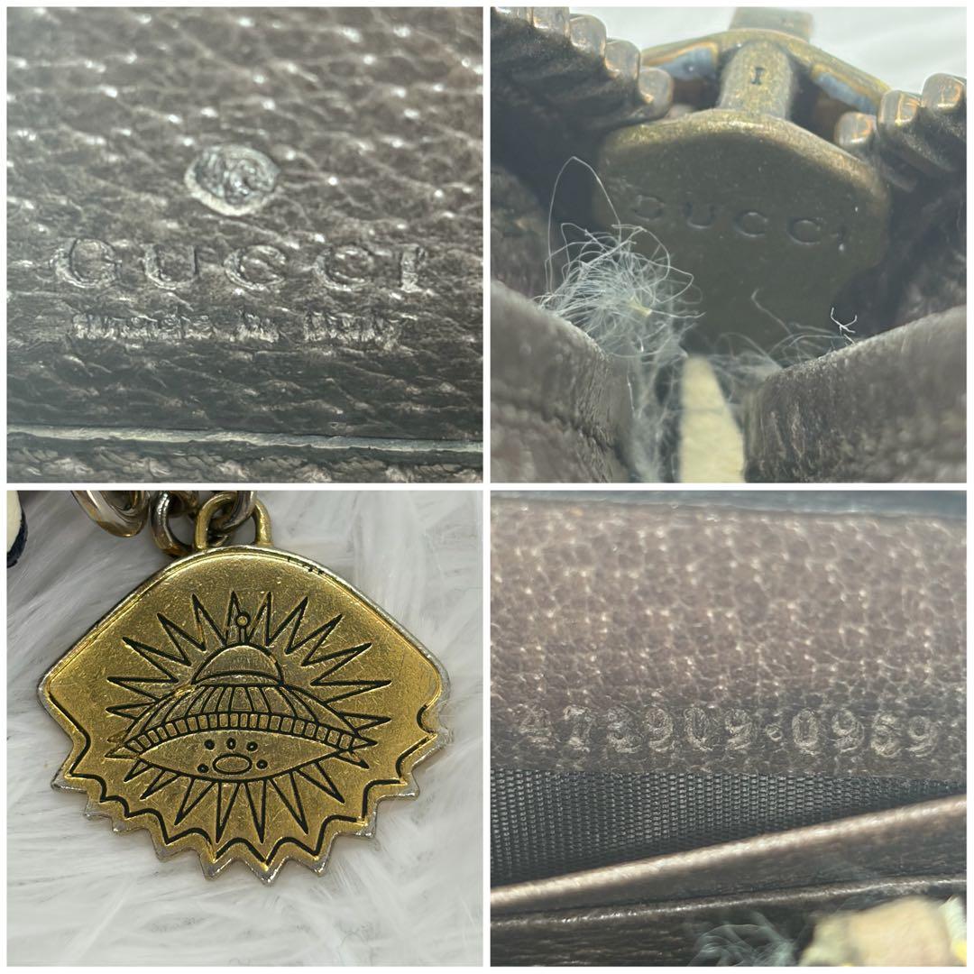 極美品✨グッチ　長財布　ラウンドファスナー　ナイト　クーリエ　レザー　茶　PVC