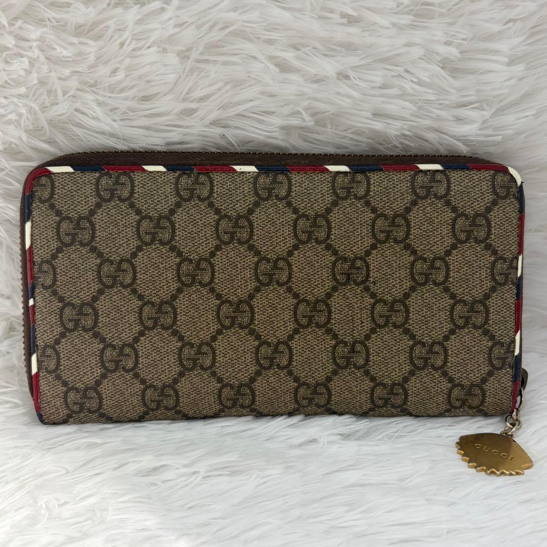 極美品✨グッチ　長財布　ラウンドファスナー　ナイト　クーリエ　レザー　茶　PVC