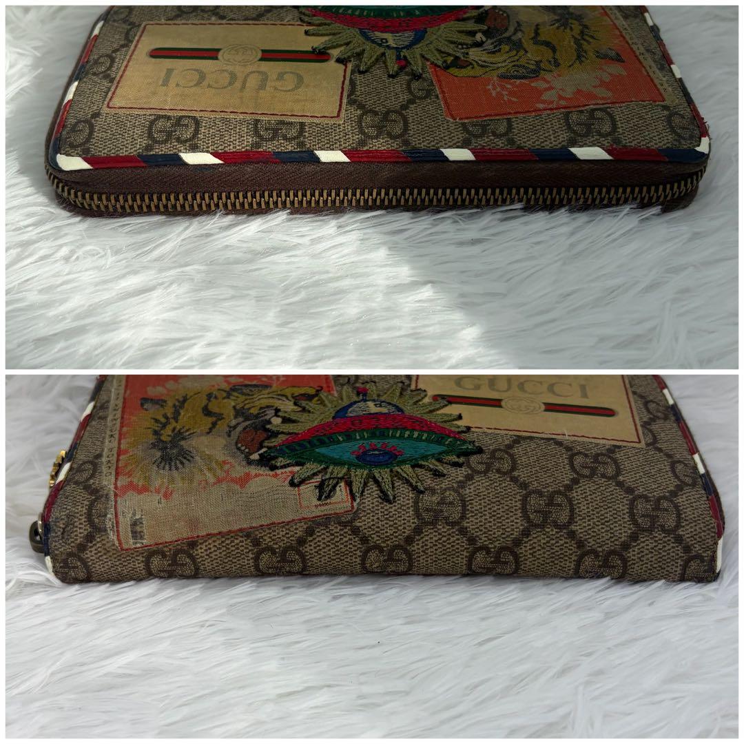 極美品✨グッチ　長財布　ラウンドファスナー　ナイト　クーリエ　レザー　茶　PVC