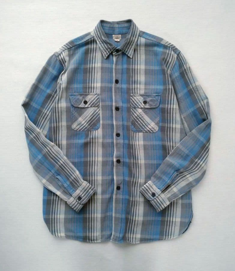 ウエアハウス ネルシャツ フランネルシャツ ブルー チェック サイズ44 XL