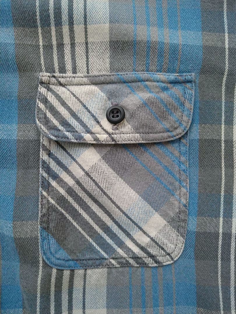 ウエアハウス ネルシャツ フランネルシャツ ブルー チェック サイズ44 XL