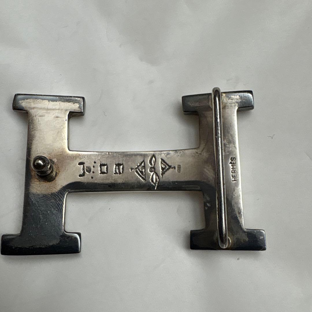 HERMES Hバックル ベルト ブラック シルバー金具 メンズ　トゥアレグ