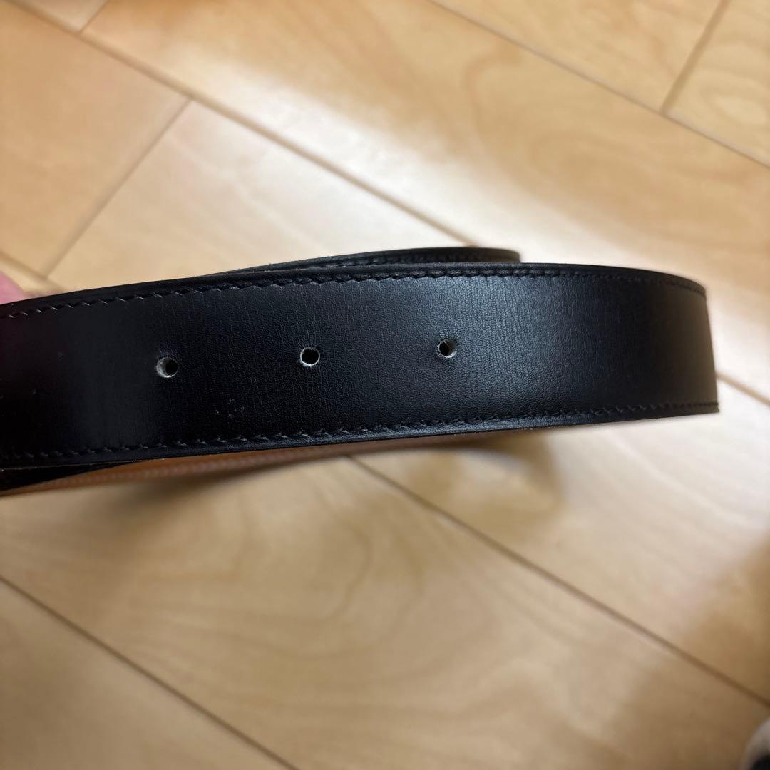 HERMES Hバックル ベルト ブラック シルバー金具 メンズ　トゥアレグ