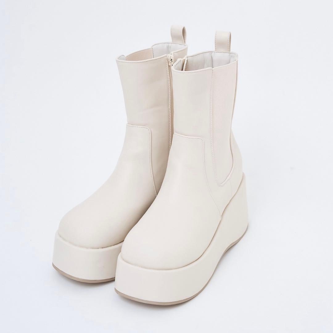 【マイナス3キロ見え】サイドゴア ボリュームソールショートブーツ ナイスクラップ