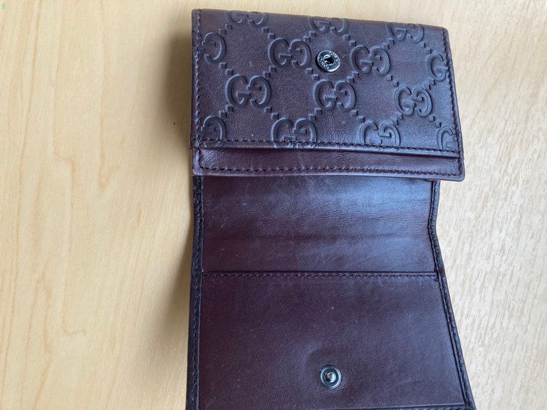 GUCCI ブラウンレザー 名刺入れ GGパターン
