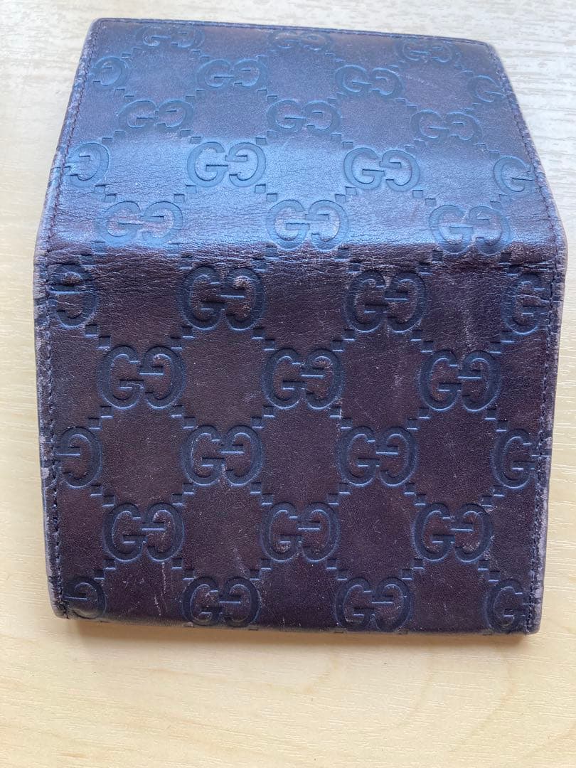 GUCCI ブラウンレザー 名刺入れ GGパターン