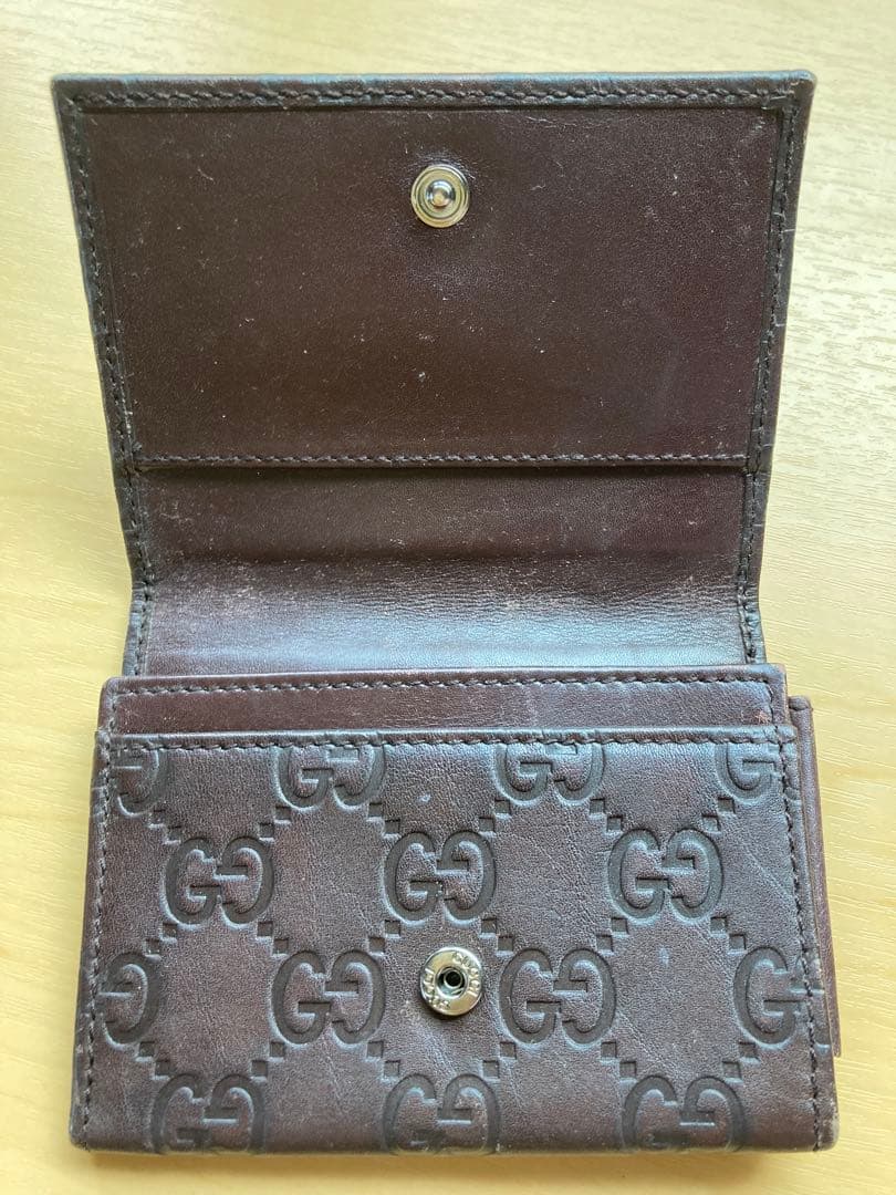 GUCCI ブラウンレザー 名刺入れ GGパターン