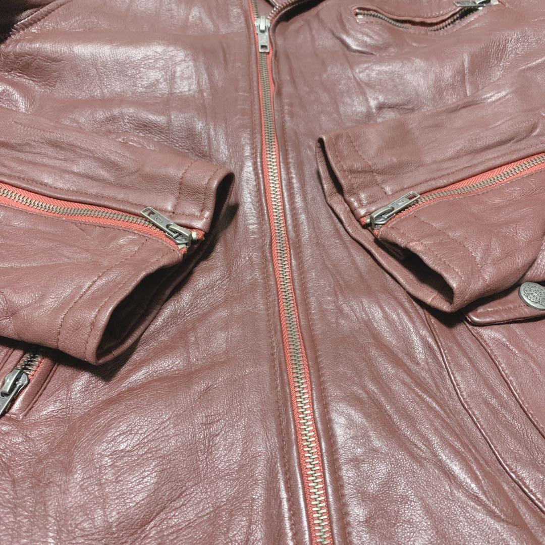 【美品】リューグーレザー ライダースジャケット ラムレザー XL