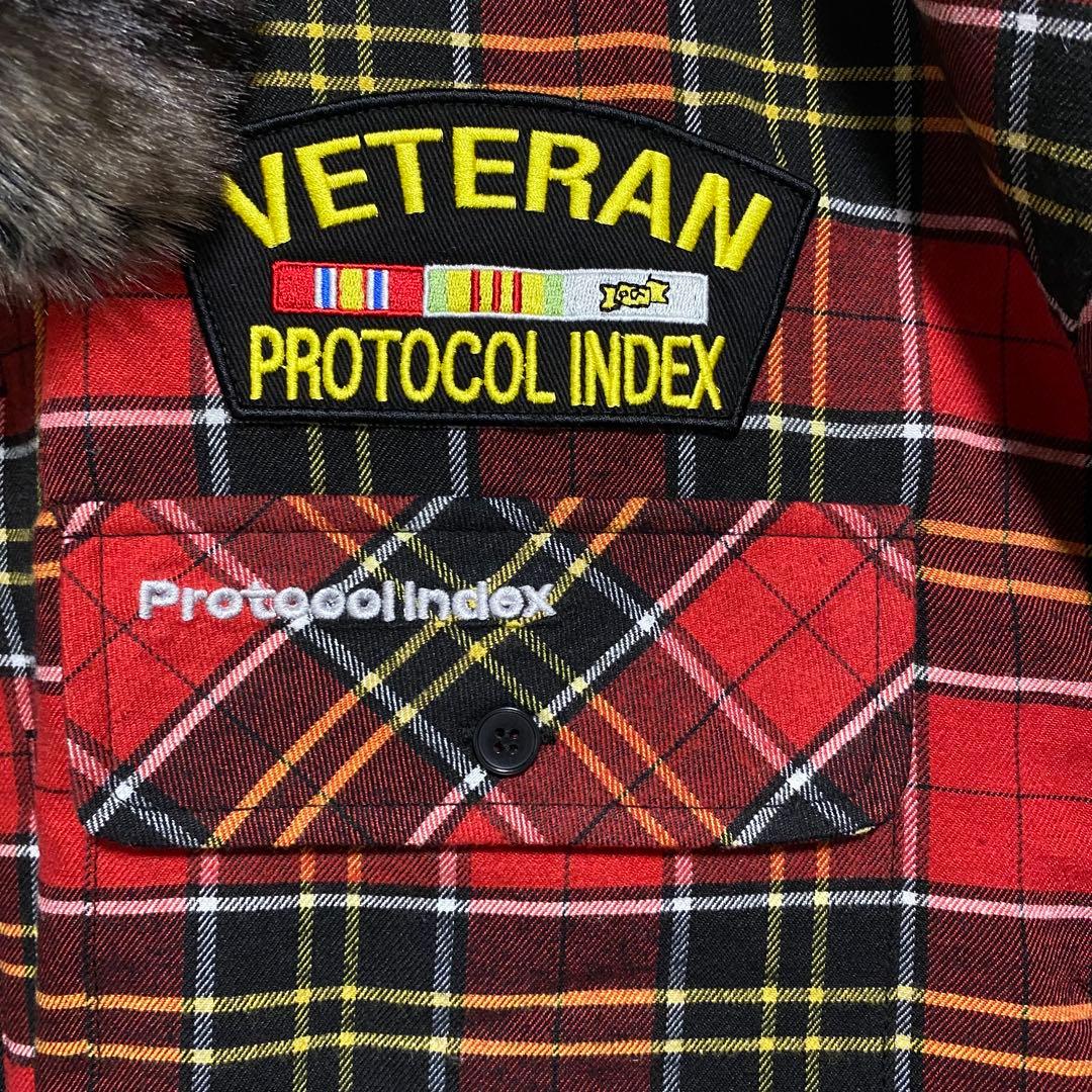ジャケット・アウター Protocol Index FUR FLANNEL JACKET RED