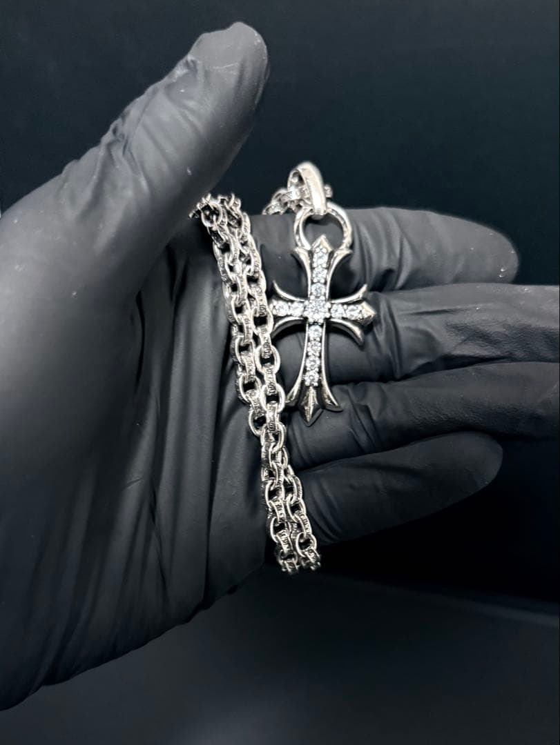 ネックレス ペーパーチェーン タイニー クロス シルバー ジルコニア