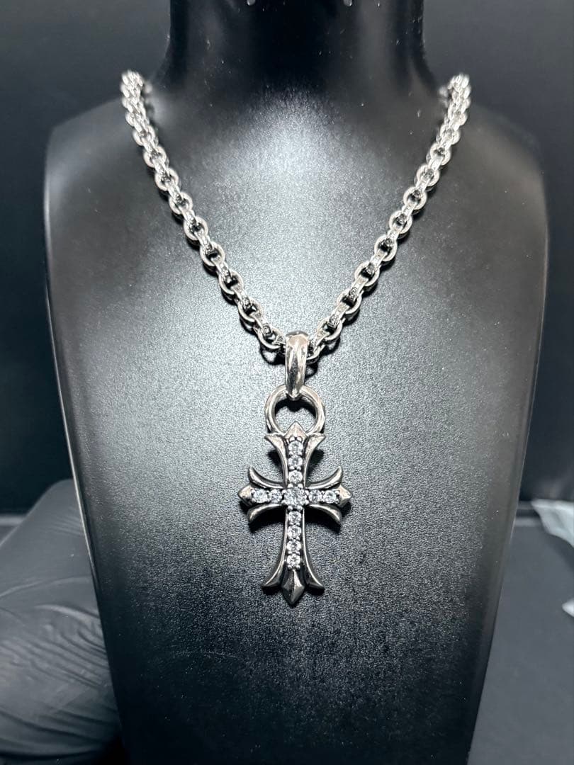 ネックレス ペーパーチェーン タイニー クロス シルバー ジルコニア