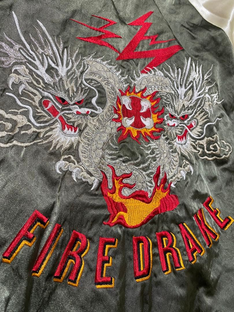 90s 日本製 限定 龍 スカジャン サテン unisex vintage
